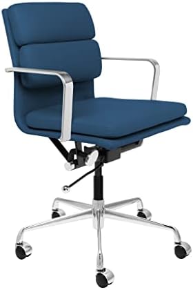 Laura Davidson Furniture SOHO II Padded Management Chair for Office with Arm Rest, Swivel & Cushion Availability, Made of Faux Leather, Blue