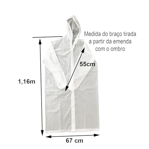 Capa De Chuva Impermeável Eva Com Capuz Touca Transparente