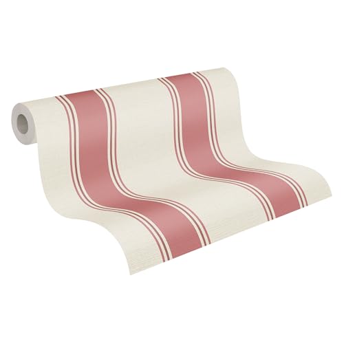 Livingwalls Michalsky 399831 - Papel pintado (fieltro), diseño de rayas, color crema y rojo