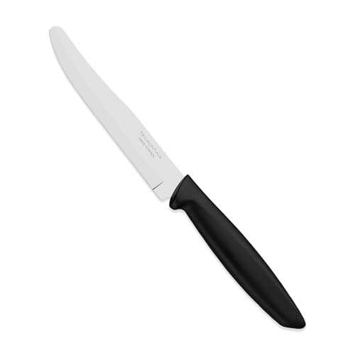 TRAMONTINA Plenus 12cm/4.7" Fruit Knife | Plain/Straight Edge | Broad Tip | Black Polypropylene Handle | Stainless Steel Blade Kitchen Knife for Fruits | Made in Brazil | 5 Year Warranty*
