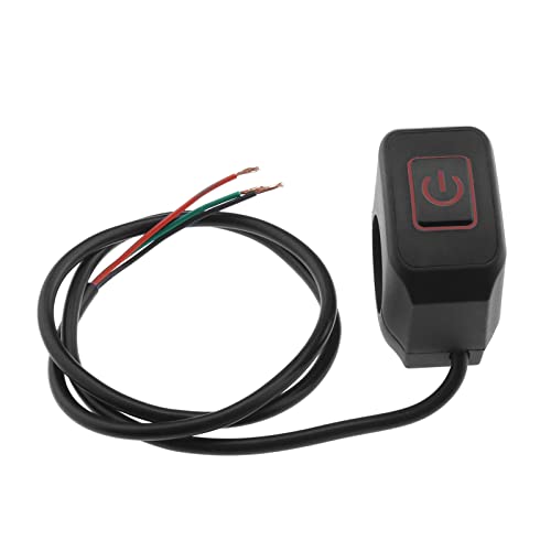 Interrupteur de Guidon de Moto 22mm 7/8 Pouces Commande de Phare de Guidon Interrupteur à Bouton-Poussoir Étanche 12V Interrupteur Marche/Arrêt avec Indicateur LED, Rouge