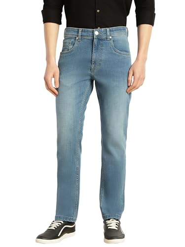 Image of Thomas Scott Men's Slim Fit Stretchable Jeans | Mid-Rise Faded Denim | 5-Pocket Cricket Club Collection
