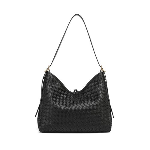 Image of Woven Leather Tote Bag For Women Crossbody Shoulder Bag Large Hobo Handbags Vegan Female Bag Vegetable Basket
