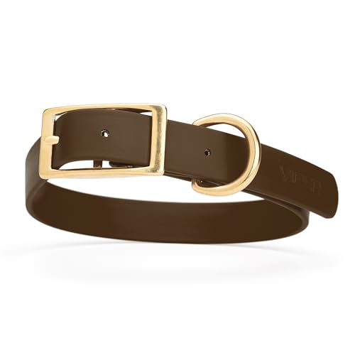 Image of Viper Biothane Heavy Duty Waterproof Dog Collar Strong Coated Nylon Webbing w /Solid Brass Hardware Odor-Proof Easy to Clean High Performance Fits Small Medium or Large Dogs, Dark Chocolate Brown