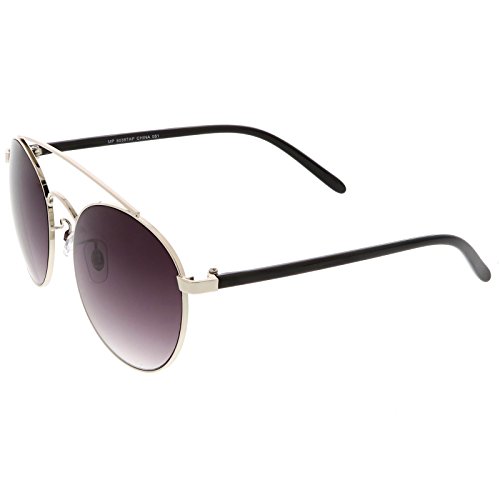 zeroUV - Modern Curved Double Crossbar Thick Arms Round Aviator Sunglasses 56mm3