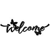 CREATCABIN Welcome Flower Metal Sign Wall Art cor Rustic Letter Signs BCK Hanging Word Sign Décor...
