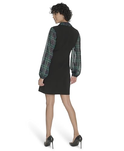 Image of Tommy Hilfiger Women's Long Sleeve Collared Twofer Shift Mini Dress