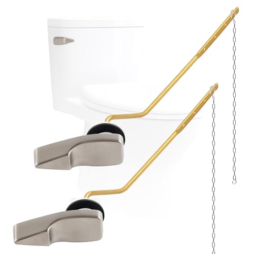Image of 2PACK Universal Side Mount Toilet Handle Replacement Kit, Brushed Nickel | Compatible with American Standard /Mansfield /Gerber /TOTO /Kohler Toilet, Toilet Tank Flusher Lever with Flapper Chain