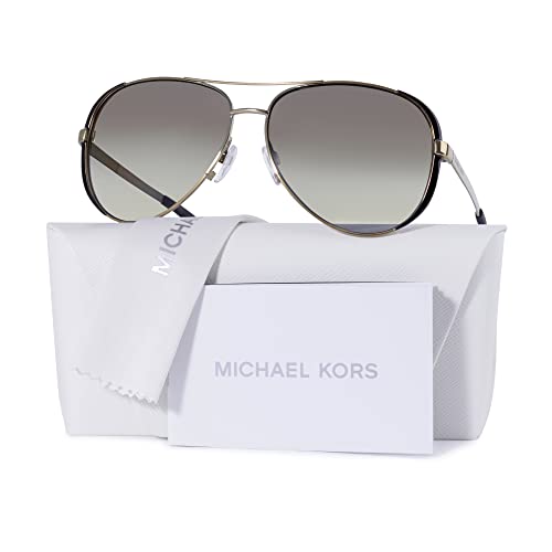 Michael Kors MK5004 CHELSEA Aviator 101311 59M Sunglasses For Women + BUNDLE with Designer iWear Eyewear Care Kit (Gunmetal/Black/Grey Gradient)