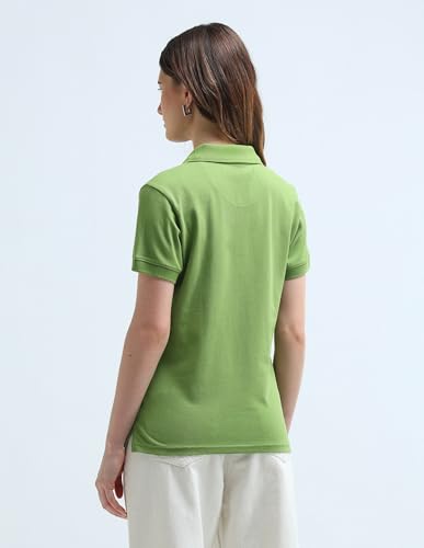 Image of U.S. POLO ASSN. Women Regular Fit Cotton Polo Shirt (UWAW24PTS152 Green L)