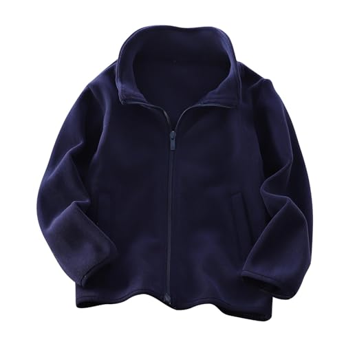 Kids Polar Fleece Jacket Stand Collar Full Zip Sweatshirt for Boys Girls Fall Winter Thick Outerwear Coat 3-12Years