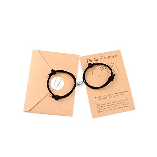VU100 2 piezas de pulsera magnética para parejas atracción magnética, pulsera trenzada de la amistad, regalo para amantes de la familia mejores amigas novias madres hermanas negro + negro