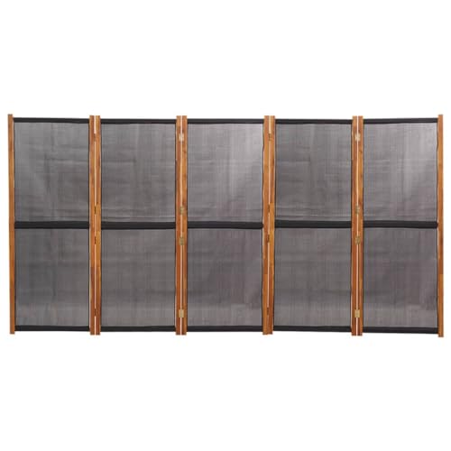 vidaXL Raumteiler 5-TLG. Trennwand Stellwand Paravent Spanische Wand Sichtschutz Umkleide Faltwand Raumtrenner Holz Schwarz 350x180 cm