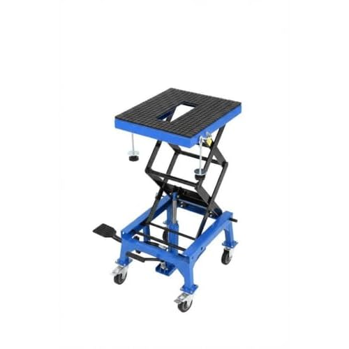 350 LBS Hydraulic Motorcycle Lift Jack, Foot-Operated Scissor Jack with Wide Deck, Safety Lock & Locking Wheels for Motorcycle, ATV, Buggy & Dirt Bike