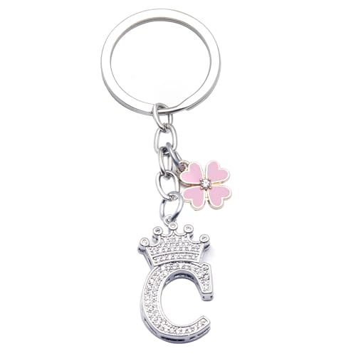 Porte-clés pour Femme Fille avec Lettre Initiale, Alphabet Pendentif Initiale en Crista, Porte clés avec Pendentif Amour et Pampille, Idee Cadeau...