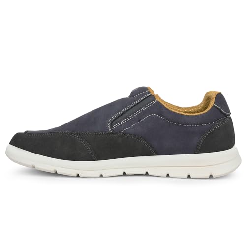 Image of Liberty Leap7x FRINKS-2E Casual Non Lacing Sneakers for Men - Blue & Camel | Suitable for Travel, College, Office | Comfortable Slip-On Casual Shoes | Lightweight Stylish Fashion Footwear for Gents