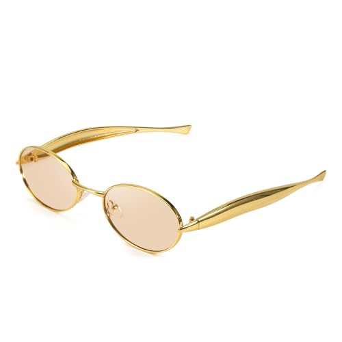SODQW Retro Oval Sunglasses for Women Vintage Round Sun Glasses with Gold Metal Temples UV400 Protection 2025 Shades