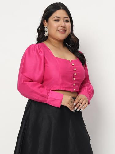 Image of studio rasa Women's Plus Size Chroma Button Down Crop Top for Wedding Festive Party