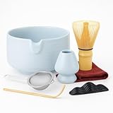 Picture of Traditional Japanese Matcha Tea Ceremony Kit - Complete Matcha Set with Bamboo Whisk, Bowl, Holder, Sifter - Perfect for Mindful Tea Experience (Grey)