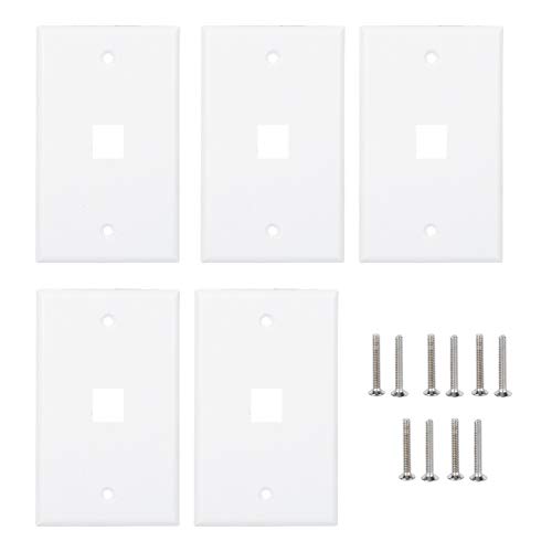 NDNCZDHC 5PCS Network Socket Panel, Wall Plate 120 American Type Single Pot Wall Flat Face Plate RJ45 Faceplate