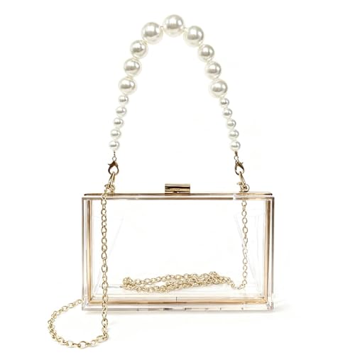 Image of Ladies Clear Acrylic Moon and Star Rhinestone Chain Bag Sparkly Transparant Clutch Purse for Women Evening