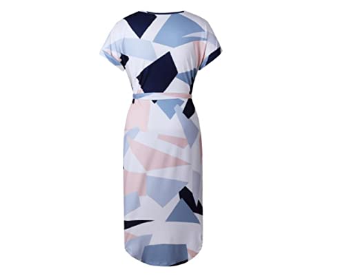 Quenny Geometric Square Print Skirt, Generous Women's Dress2