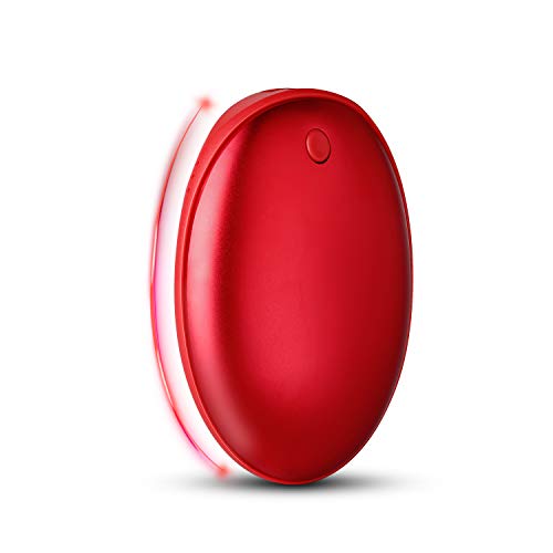 BRIGENIUS Chauffe-Mains, 5200 mAh, Rechargeable par USB, Chauffe-Mains réutilisables, Rouge.