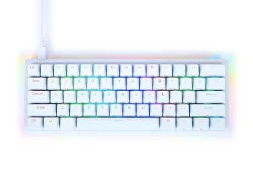 Image of KINESIS Gaming TKO White Mechanical Keyboard | Tactile Brown Switches | 60% Layout | Split Spacebar | Hotswap | White Body