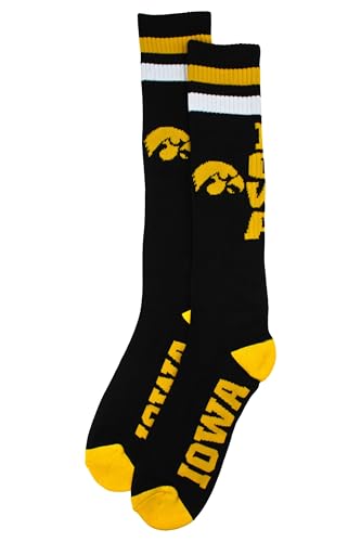 Donegal Bay NCAA Iowa Hawkeyes Tube Socks, One Size, Black