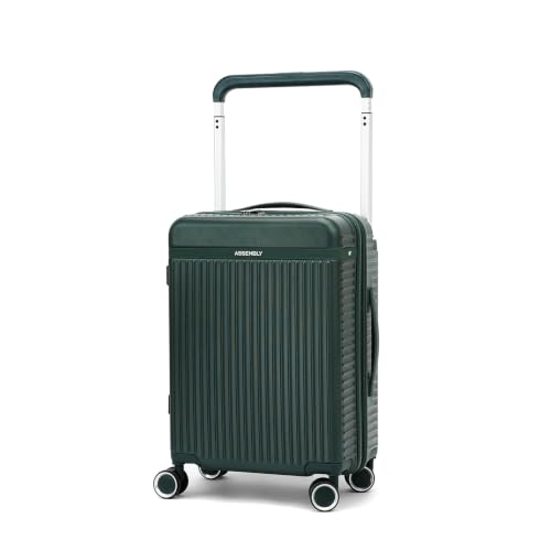 Image of Assembly Rover 20 Inch (55cm) Cabin Trolley Bag Hard Shell Polycarbonate Suitcase Wide Trolley Design with TSA Lock 8 Spinner Wheels Carry On Luggage Green