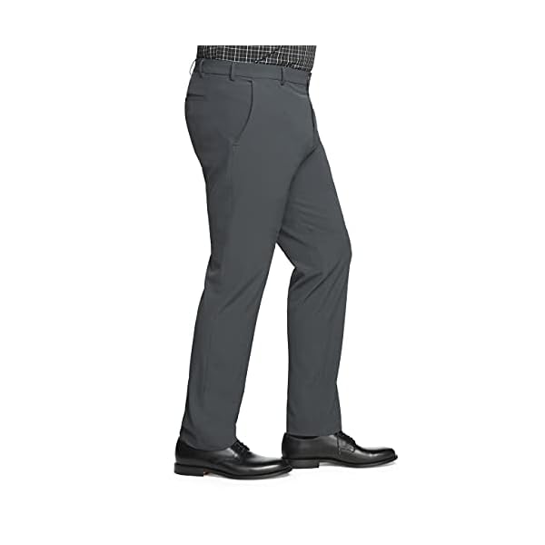 Van Heusen Men's Big & Tall Big and Tall Stain Shield Stretch Straight Fit Flat Front Dress Pant, Charcoal Smoke, 52W x 30L Big Tall - Image 3