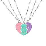 POYAMUSE Colorful Pendant Necklace Set, BFF Necklaces for 3, Friendship Necklace Set for Best Friends (BFF)