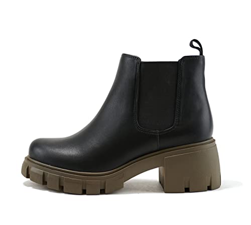 Image of Soda PIONEER ~ Women Lug Sole Mid Heel Chelsea Fashion Ankle Bootie w /Double Elastic Gore