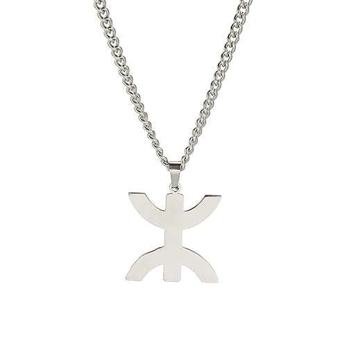TEAMER Collier en acier inoxydable symbolisant l'Afrique et les Berbères Amazigh ⵣ Letter Ethnic Amulet Bracelet Bague Berbère Boucle d'oreille Bijoux africains kabyles pour femmes et hommes
