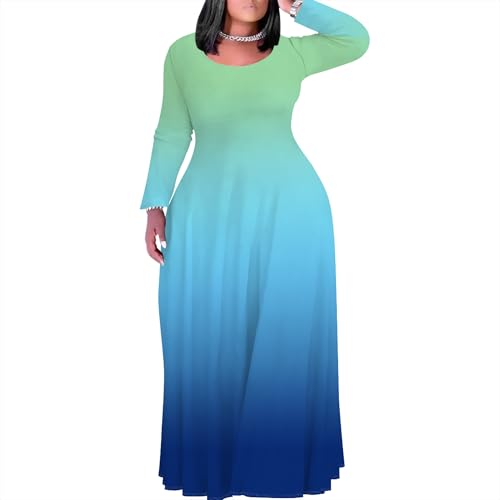 Image of PinkPatty Women's Plus Size Long Sleeve Maxi Dresses T Shirt Boho Fall Dress with Pockets