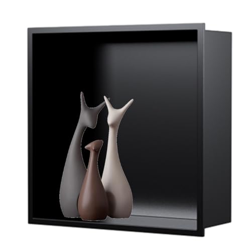 ZBJDX Single Cubicle Shower Niche,Built-in Storage Shower Rack Room Shelves Recessed Storage 304 Stainless Steel Bathroom Shelves Waterproof and Rust-Proof, Space-Saving,Black