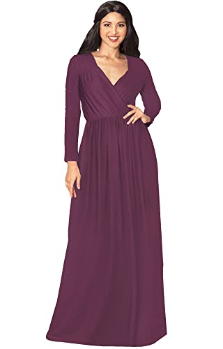 Image of KOH KOH Womens Long Sleeve Empire Cocktail Elegant Evening Versatile Maxi Dress