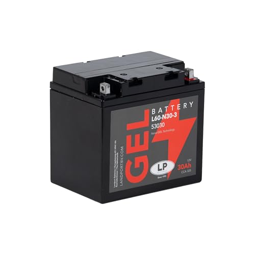 LANDPORT Batterie 12V 30Ah MG L60-N30-3 Gel kompatibel für BMW K100, K1100, K75, R100 RT, R60, R65, R75, R80, R90, HD FLHRC, FLHT, FLHXSE