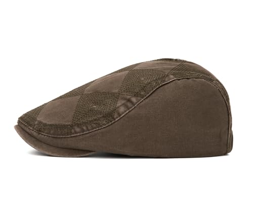 Image of Quanhaigou Men's Cotton Flat Ivy Gatsby Newsboy Driving Hat Adjustable Irish Cabbie Ivy Driving Hunting Cap