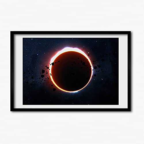 Tableau peinture décoratif Tulup 60x40 - Cadre photo MDF Eclipse Solaire moderne