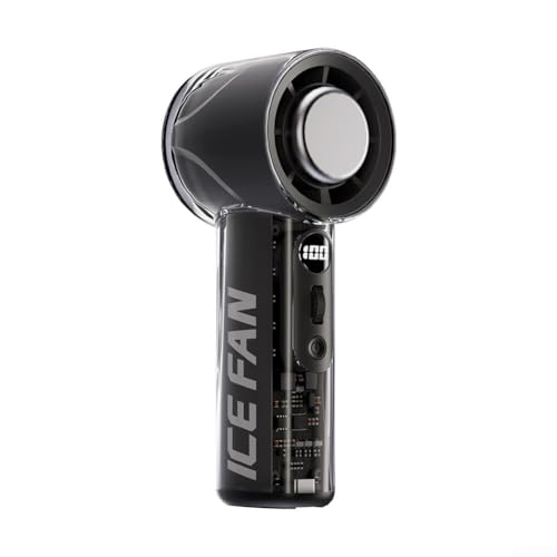 JGmotorfi Potente ventilador de refrigeración de mano, batería de 3000 mAh, ajuste de 100 velocidades, pantalla LED, recargable por USB para actividades al aire libre en casa (negro)