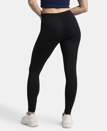 Image of Jockey AW87 Women Super Combed Cotton Elastane Stretch Leggings with Ultrasoft Waistband
