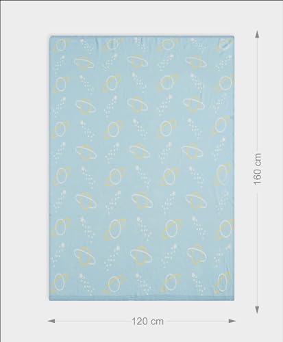 Image of Mi Arcus 100% Cotton Knitted Lightweight Soft Printed All Weather Blanket 2-6 Y -Blue