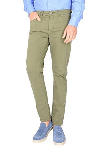 Pantalon élégant pour homme en coton vert taille 40 à cinq poches
