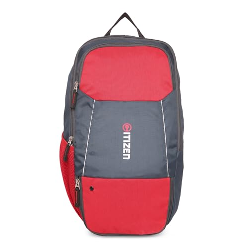 Image of Citizen Ultimate Gym Bag 17L - Quick Access Pocket, Separate Shoe Compartment, Bottle Holder, Reflective Strips for Safety, Adjustable Shoulder Strap, Lightweight-Men & Women-Grey Red