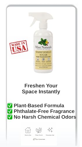 Natural Warm Vanilla Room Spray & Odor Eliminator – Cozy Vanilla Sugar Fragrance Mist That Helps Refresh Indoor Air, 16 oz – Made in USA by Mint Naturals - Image 3