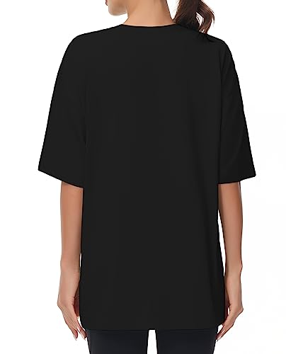 The Gym People Women'S Casual Oversized T-Shirts Summer Crewneck Short Sleeve Workout Basic Tee Tops Black thumb #4