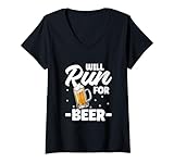 Photo Gallery donna will run for beer - divertente detto sulla birra maglietta con collo a v Photo Gallery donna will run for beer - divertente detto sulla birra maglietta con collo a v
