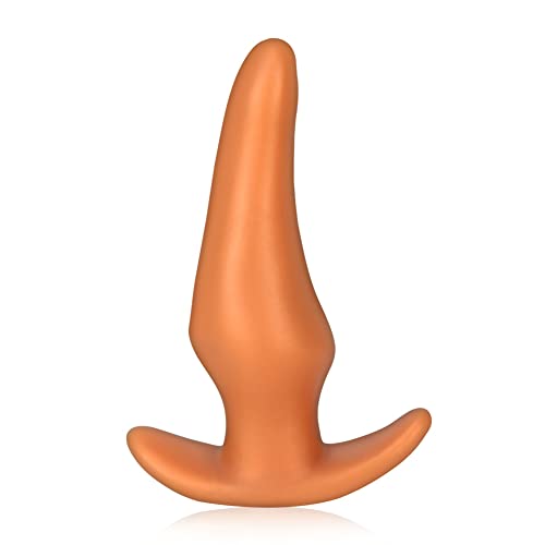 Analplugs Super Weicher Flüssigsilikon Butt Plug mit Sicherheitsbasis, Gold Analdildo Vagina Dilatator Anal Expander Masturbation Sexspielzeug für Männer und Frauen (M)