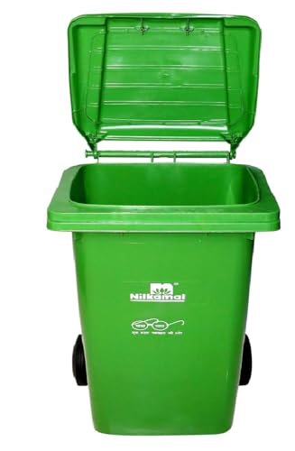 Image of Nilkamal Manual-Lift Garbage Waste Dustbin with Wheels (240 LTR, Green)